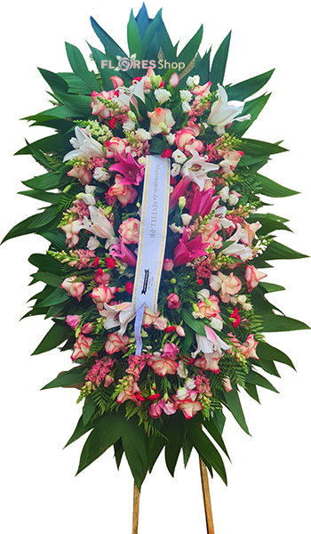 Coroa de Flores  Rosa e Branca