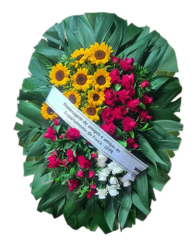 Coroa especial Girassól e rosas